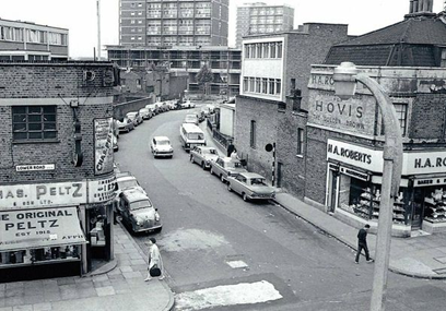 Cope Street from Lower Road c.1970, a few years before Cope Street became a one-way street into Lower Road from Rotherhithe Old Road.   X.png