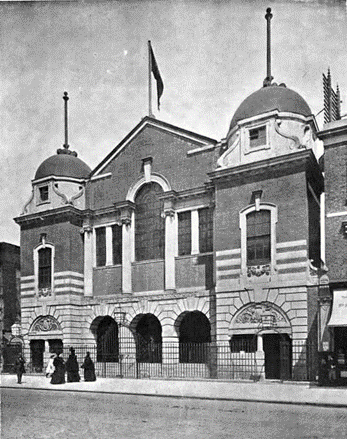 Old Kent Road, St Georges Mission Hall, c1903, destroyed in a WW2 bombing raid. Pages Walk would be about 30 yards to the right of the building.   X.png