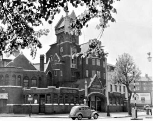 New Kent Road SE1. Crossway Central Mission on the corner with Gurney Street c.1962.  X.png