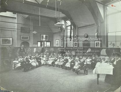 Flint Street School, tea party in the school hall, c1908. X..png