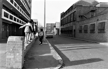 Congreve Street, 1988. Comus House left. The old furniture factory on the right.  Pic 1. X..png
