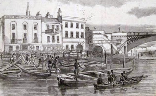 Park Street, Anchor Brewery,1850.  BarJulius Jacob von Haynau makes his escape across the Thames by boat.  X..png