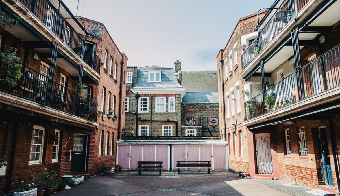 Rushworth Street Estate, Ripley House right, Merrow House left. 2020. Convent of Reparation far end. X.jpg