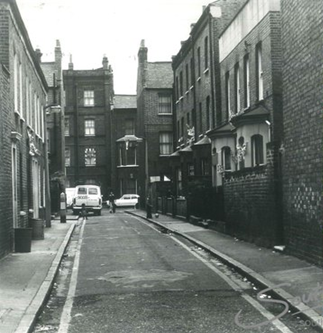 Lamlash Street, c1977, looking towards Elliott's Row from Hayles Street. 1  X.png