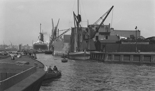 Surrey Docks, View from Surrey entrance pierhead across Gerhard Wharf, c1930. X..png