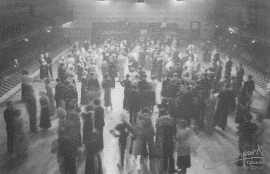 Grange Road, Bermondsey Central Baths, Winter dance in 1949.   X..png