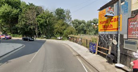 New Church Road, looking from Southampton Way,2021. Cumberland Works was on the bend, now part of  Burgess Park.  X..png