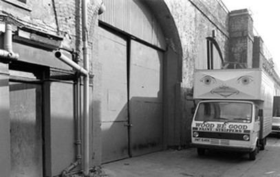 Jarrow Road, Rotherhithe New Road 1988.  Smiling lorry for Wood Be Good Paint Strippers, well you don’t see a stripper every day.   X.jpg