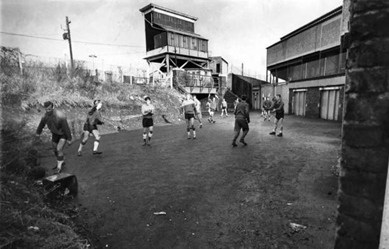 Millwall manager Billy Grey plays in a practice game with his third division championships hopefuls. December 1965.  X..png