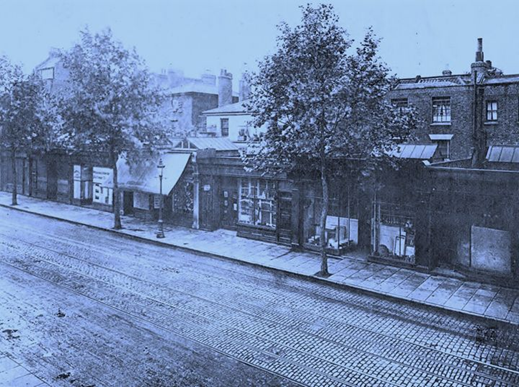 Old Kent Road, showing the bathroom and toilet fittings showroom of Eastman Bros, c1950. Location, best guess Leo Street right.  X..png