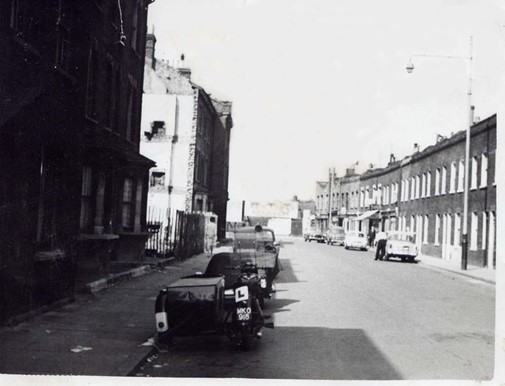 Ilderton Road, Old Kent Road behind. The empty space on the left was where the Little Wonder pub was. c1960.  X..jpg
