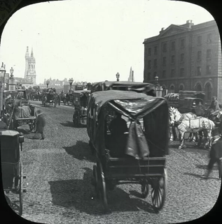 London Bridge, Southern approach, The Monument in the distance c1890.  X..png