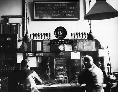 Southwark Bridge Road, the watch room of Southwark Fire Station, c1909.  X..png