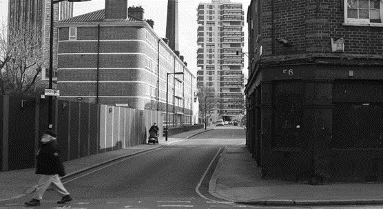 Albion Street, Rotherhithe. Looking down Renforth Street, c 2016. Little Crown Pub right.   X..png