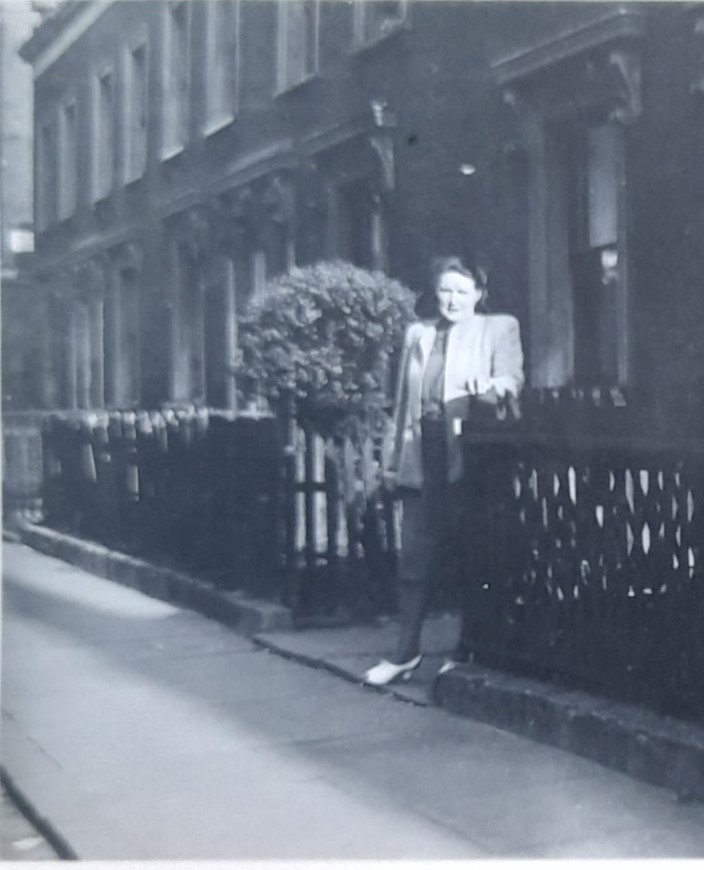 St George's Way, outside number 22. I think this is the first ladies Mum. The George and Dragon pub far left.    X.jpg