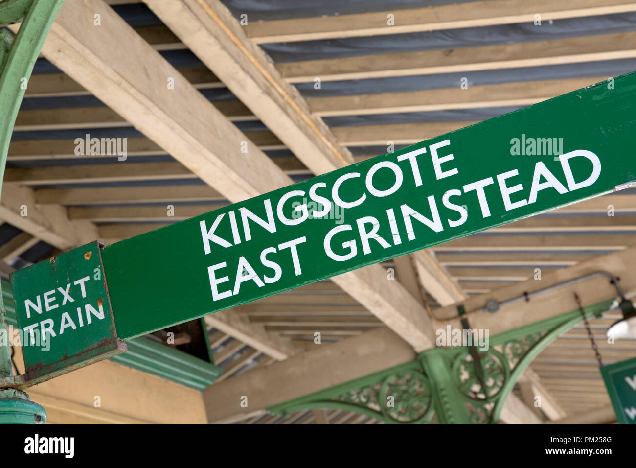 kingscote-and-east-grinstead-green-next-train-sign-bluebell-railway-england-uk-PM258G.jpg