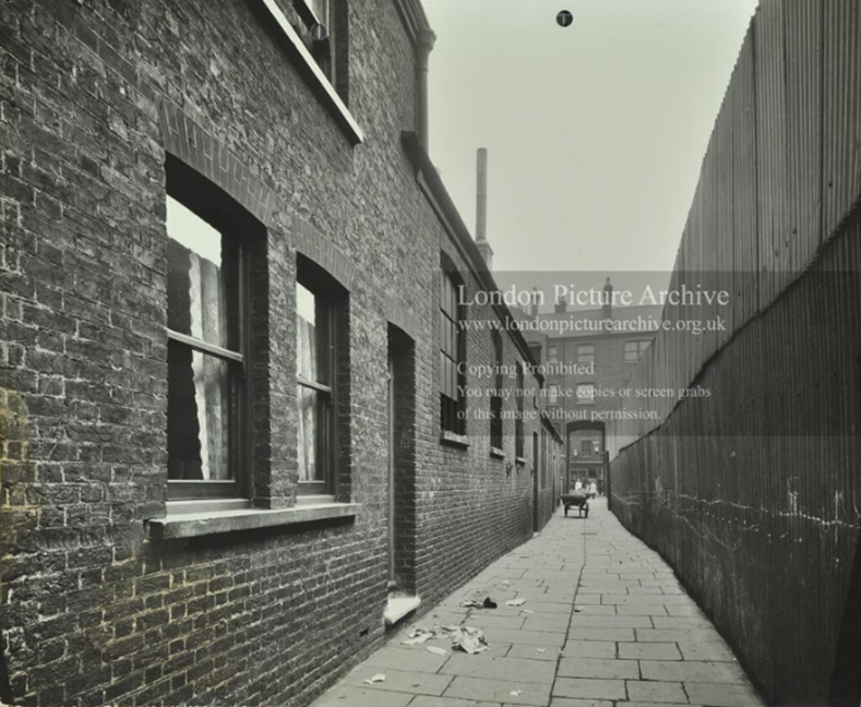 Martagon Place, from Pitts Place, Bankside c1912. Close to Sumner Road and Park Street junction.  1. X..png
