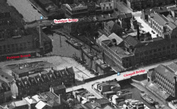 Surrey Canal, Glengall and Trafalgar Bridges c1931. X..png