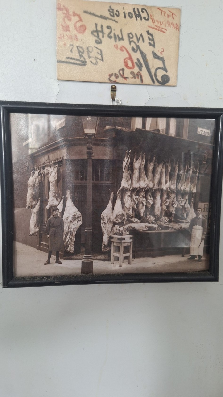 Orb Street corner with Wadding Street, Youlden's Butcher’s c1920, Eddy with is Father.  X..jpg