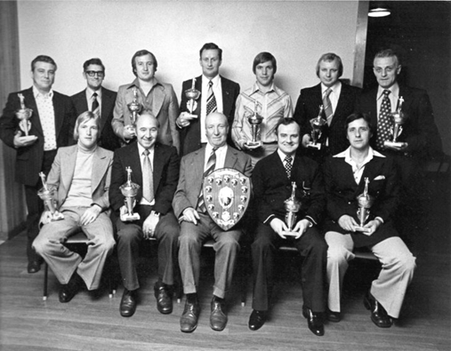 Orb Street, the Prince Regent Pub Darts Team, after the league win in the early 1970's with George Jeff the landlord in the centre. X..png