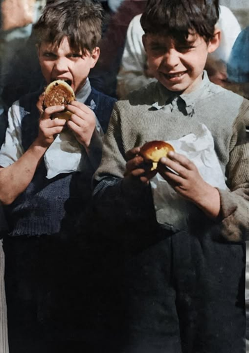 Scovell Road, Brian Walters (left) & his friend Joey Syers, they both lived in Queens Buildings, 1946-47.  X..png