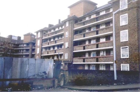 Chambers Street, Brownlow House, Dickens Estate c1988.George Row right. X .png