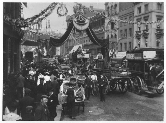 Borough High Street. 1902 I think the decorations are for The Coronation of Edward VII and his wife Alexandra as King and Queen of the United Kingdom and the British Empire..jpg