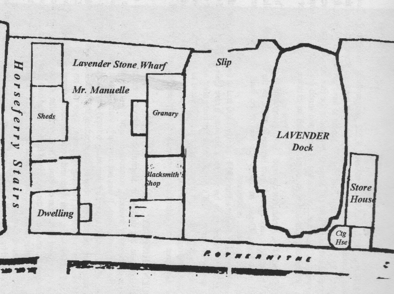 Lavender Wharf and Dock, Rotherhithe Street  c1843..jpg