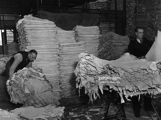 The Grange ,workers sorting crust leather at the leather works of James Garner & Sons in Bermondsey..jpg