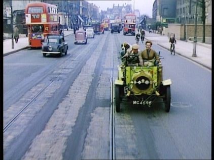 Film-Genevieve, Old Kent Road with the Lord Nelson public house at the corner of Trafalgar Avenue on the left and the Thomas-a-Beckett public house in the centre distance..jpg