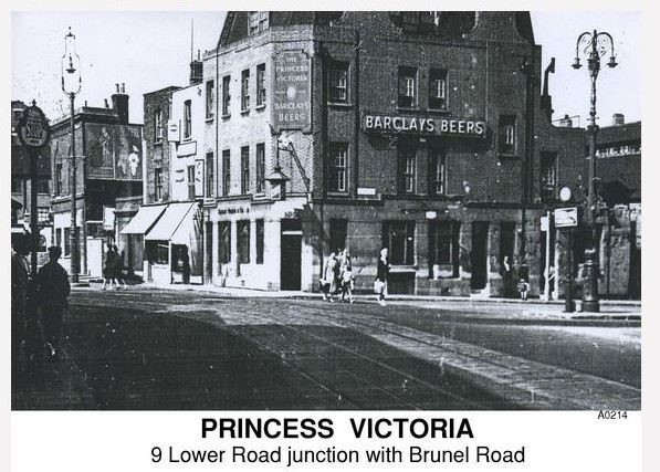 The Princess Victoria, formerly the Ship on Launch at 9 Lower Deptford Rd, Rotherhithe Photo dated 1949.jpg
