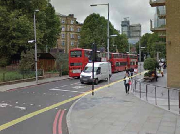 Film Salvage Gang 1958 Western side of Queen Elizabeth Street, at its junction with Tower Bridge Road, same location 2017.jpg