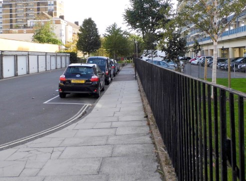 Film Adventure in the Hopfields 1954.Ralph Street ended here, Deverell Street left, Symington House on right. 2018.jpg