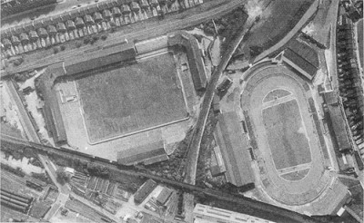 Hornshay Street, New Cross Stadium Den on the left, New Cross Stadium on the right 1962..jpg