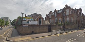 Flint  St left. English Martyrs School 2018 and Deans Buildings right..jpg