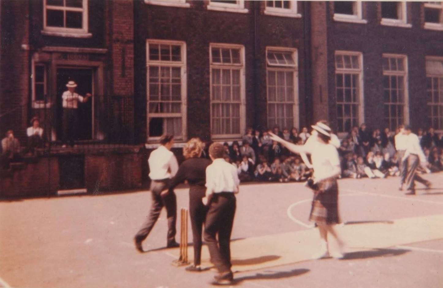 Riley Road Tower Bridge School Bermondsey, Cricket Match Being Played 1950s.  1.jpg