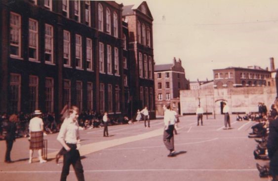 Riley Road,Tower Bridge School Bermondsey, Cricket Match Being Played 1950s.  3.jpg