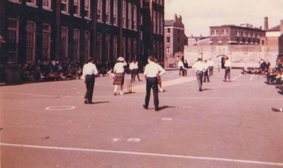 Riley Road,Tower Bridge School Bermondsey, Cricket Match Being Played 1950s.  4.jpg