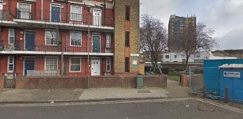 Leroy Street, picture taken from Aberdour Street 2018. Large building is where Guinness was..jpg