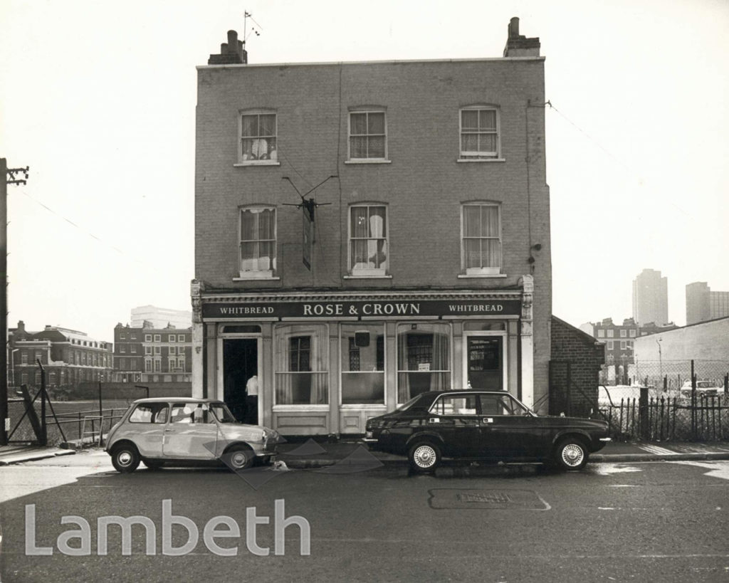 Upper Ground, the Rose and Crown public house, pub rebuilt c1975,now called the Mulberry Bush.  X.png