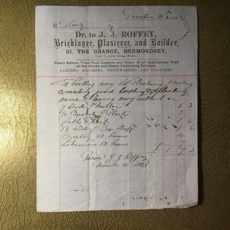 The Grange 1883 Invoice J. Roffey Bricklayer.  X.jpg