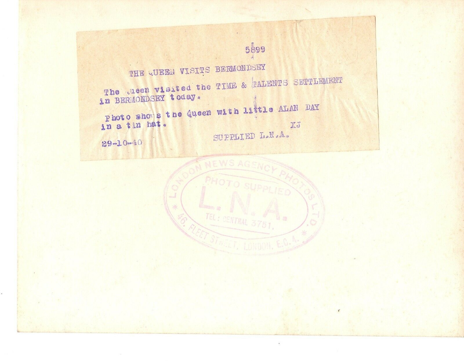 Bermondsey Street, (The Queen Mother) Bermondsey 29.10.1940.  X.png