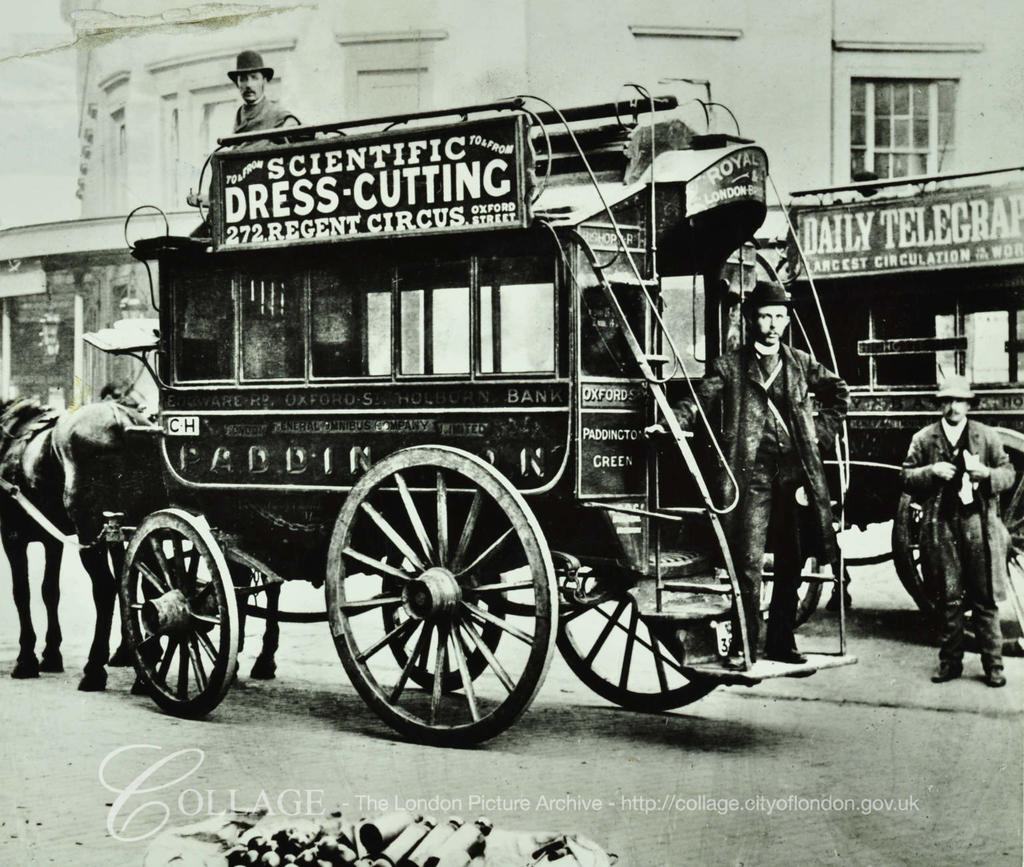 London Bridge Station, Horse-drawn omnibus c1887.  X.png