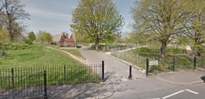 St Georges Way 2019, roughly the same location, as picture 2, bridge to nowhere now in Burgess Park.  X.png