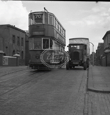Surrey Canal, Blackhorse Bridge 1951. Tram and a BRS lorry.  X.png